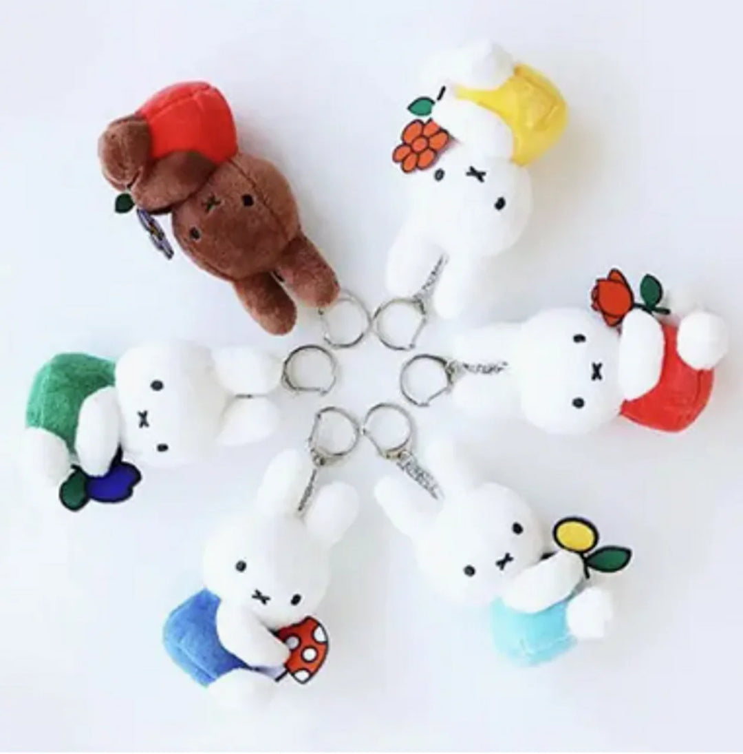 NEW Miffy & Friends Flower Plush Keychain