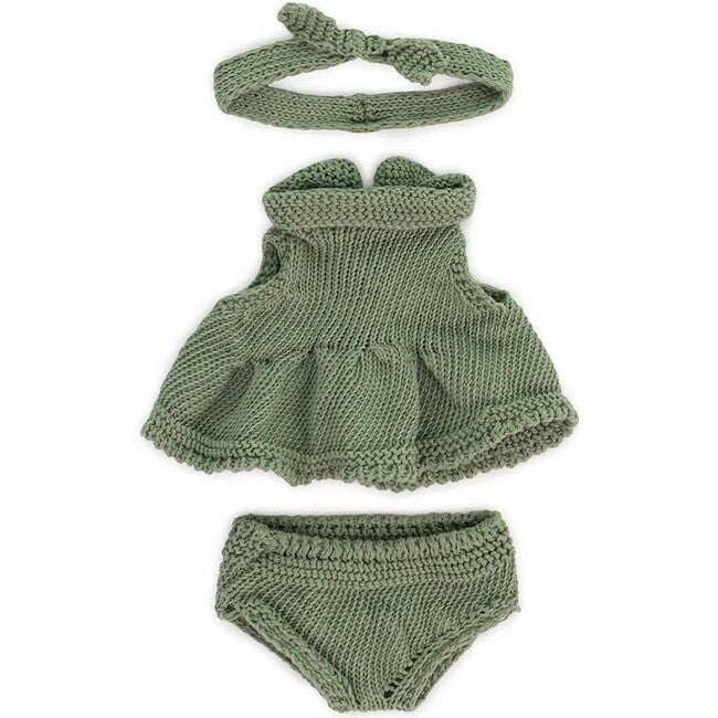 Doll Clothing: Green Knit Set 8 1/4"
