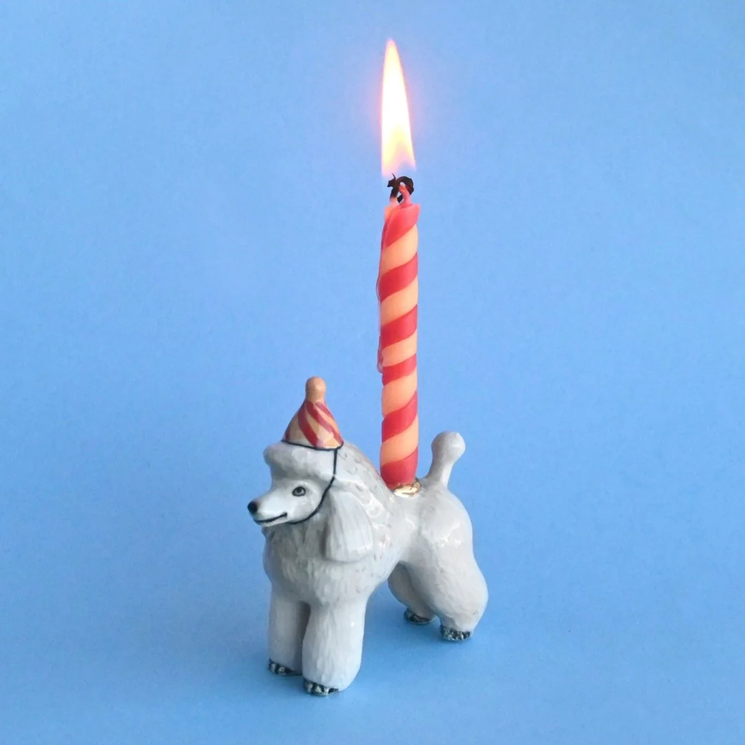 NEW Limited Ceramic Cake Topper Candle Holder- Poodle