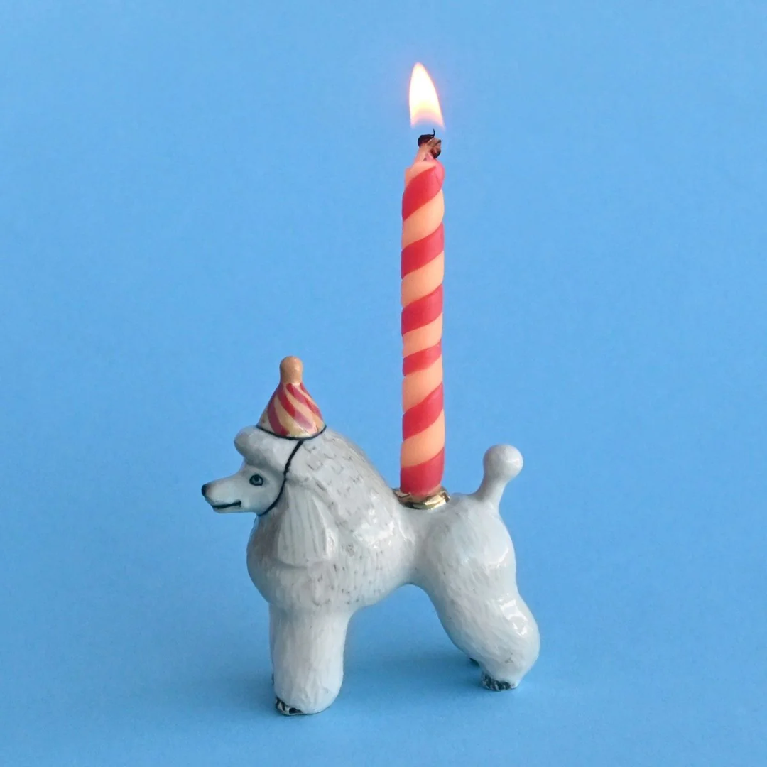 NEW Limited Ceramic Cake Topper Candle Holder- Poodle