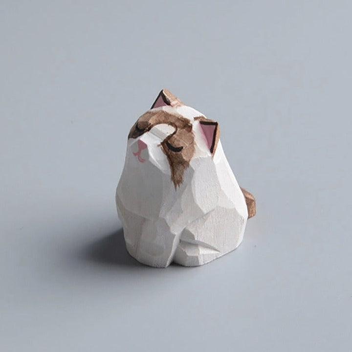Handmade Wooden Animal- Hand Carved Siamese Cat