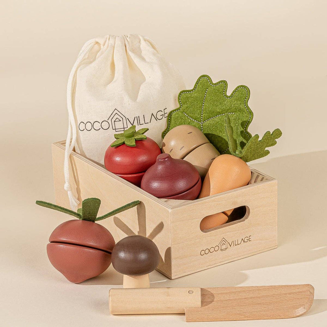 NEW Wooden Vegetables Playset