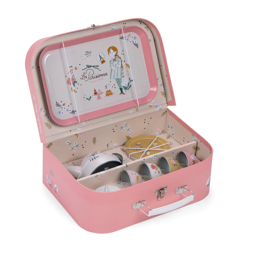 NEW Les Parisiennes Suitcase Tea Set