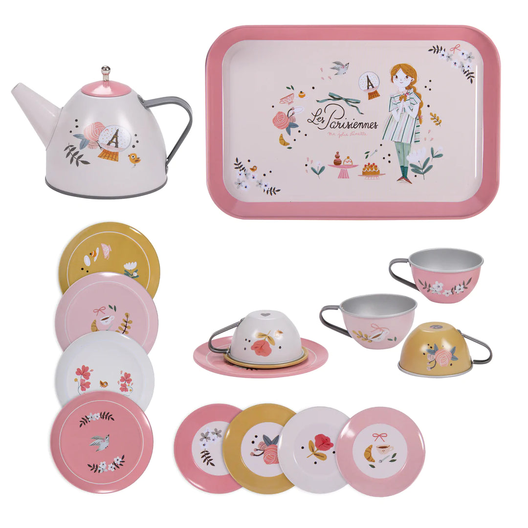 NEW Les Parisiennes Suitcase Tea Set