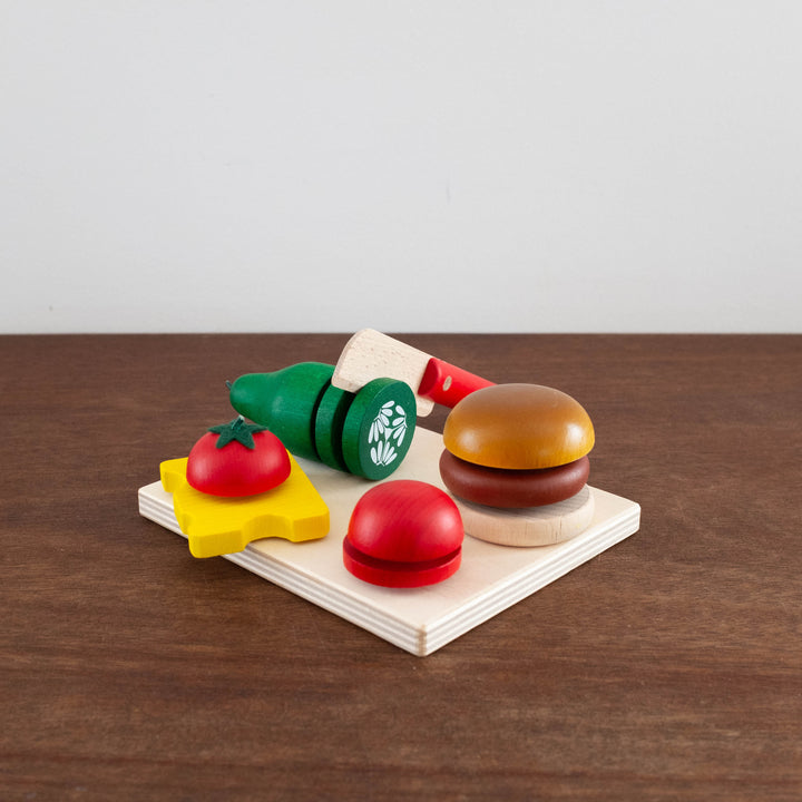 NEW Wooden Cheeseburger Cut Up Toy Set