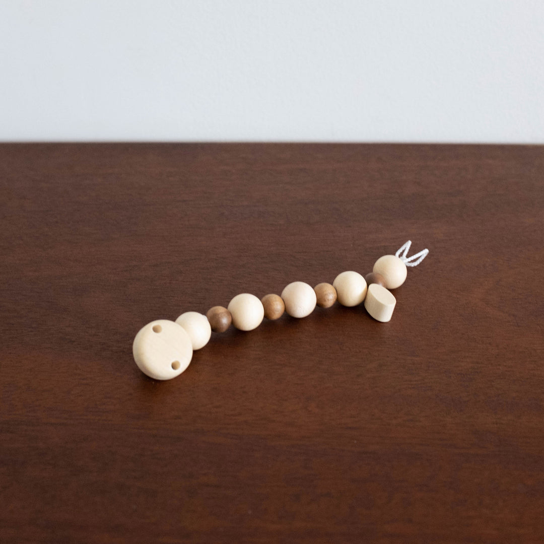 Wooden Beaded Soother Teether Clip