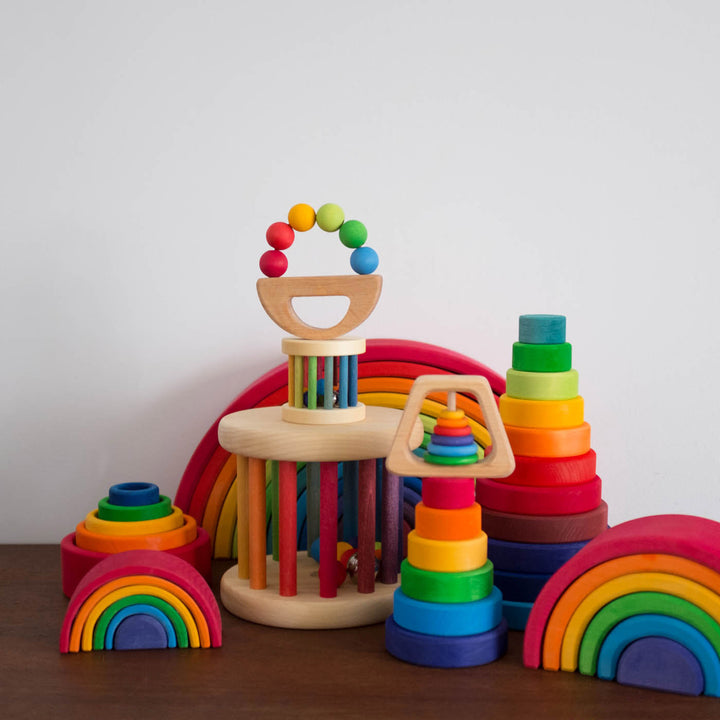 NEW Wooden Rolling Wheel Toy- Rainbow Large