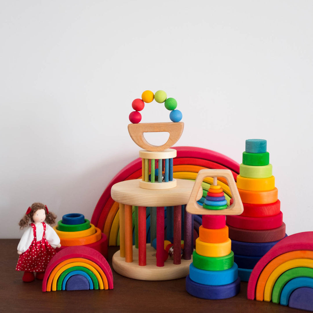 NEW Wooden Grasping Toy- Rainbow Boat