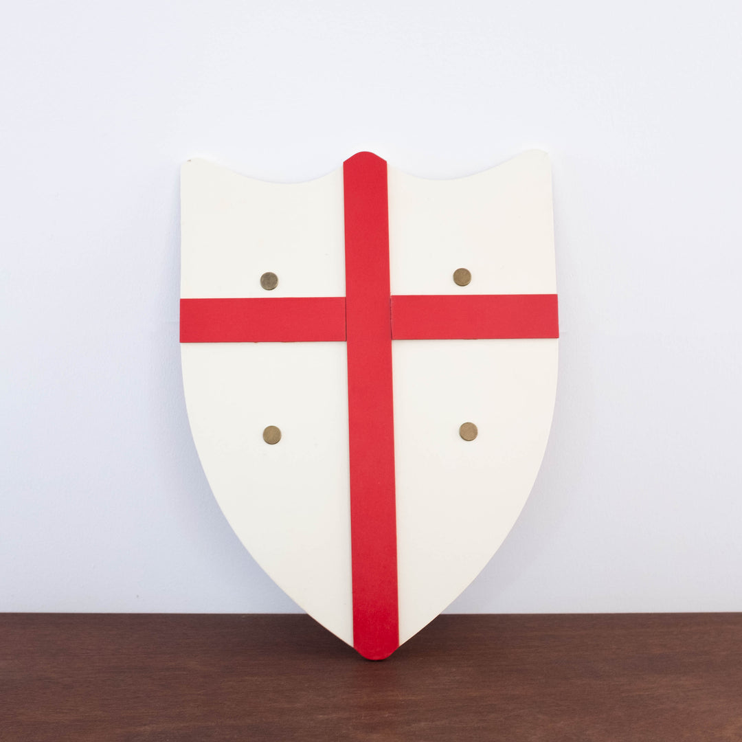 NEW Wooden Knight Shield- Beige with Red Cross