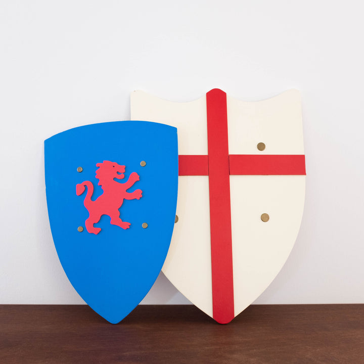 NEW Wooden Knight Shield- Beige with Red Cross