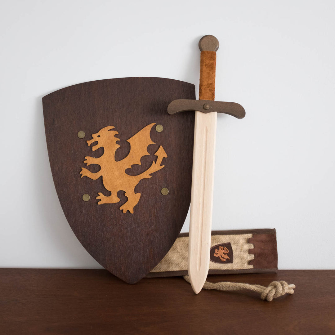 NEW Wooden Sword with Jute Bag- Natural