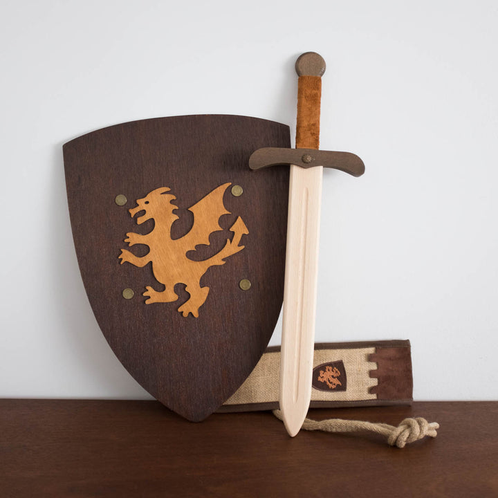 NEW Wooden Sword with Jute Bag- Natural