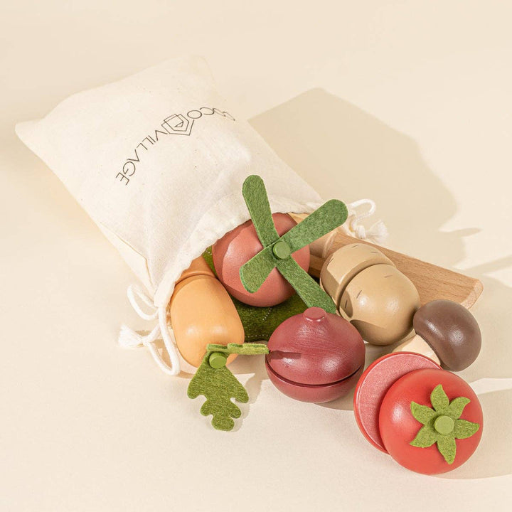 NEW Wooden Vegetables Playset