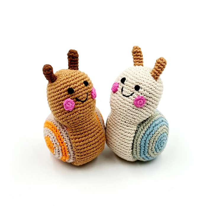 NEW Organic Snail Rattle Toy- Brown